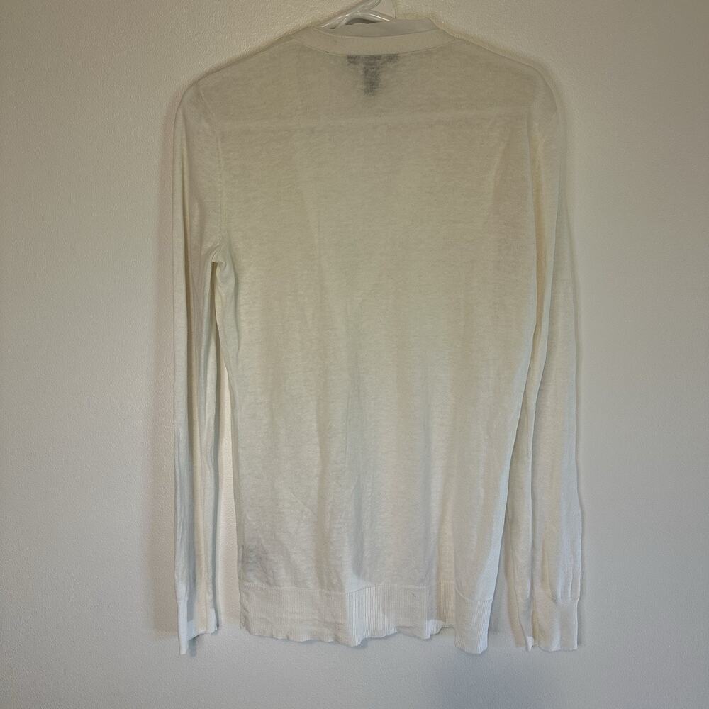 Lauren Ralph Lauren Cardigan Linen Blend Sweater Women Medium M White Button - Picture 9 of 13